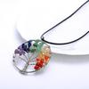 Natural Gemstone 7 Chakra Healing Tree of Life Pendant Necklace Charming