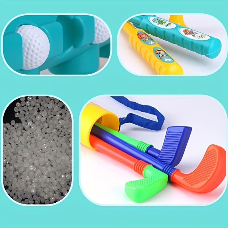 Набор клюшек для гольфа, игрушка для гольфа с 1 гольф-каром, 3 клюшками для гольфа, 4 мячами для гольфа, 2 тренировочными лунками, игрушка для игр в помещении и на открытом воздухе