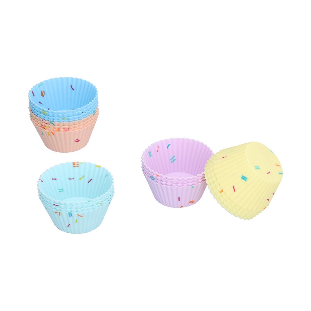 20Pcs Silicone Cupcake Mold Non Stick Reusable Baking Molds for Muffin Biscuits Cheese Cake PastriesRound