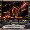 Wall Hanging Tapestry Custom NameBrisbane Broncos Pattern Personalized Printed Fabric Wall Decor