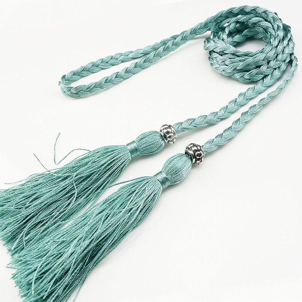 Thin Decorated Tassle Waistband Bow Dress Braided Belts Tassles Belts Waist Rope Waist Chain