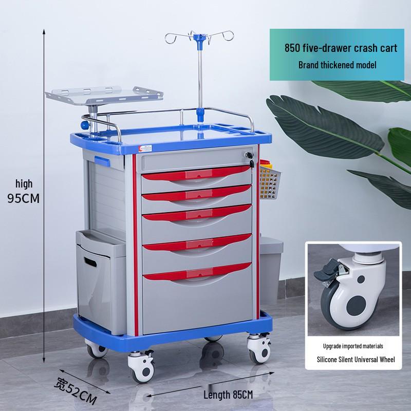 ABS Anesthesia & Infusion Multifunctional Rescue Trolley with Single/Double Door and Five Drawers