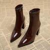2025 Женские ботильоны на высоком каблуке Челси с острым носком Женские мотоботы Обувь Дизайнерские туфли-лодочки Зима Новый бренд Женская обувь