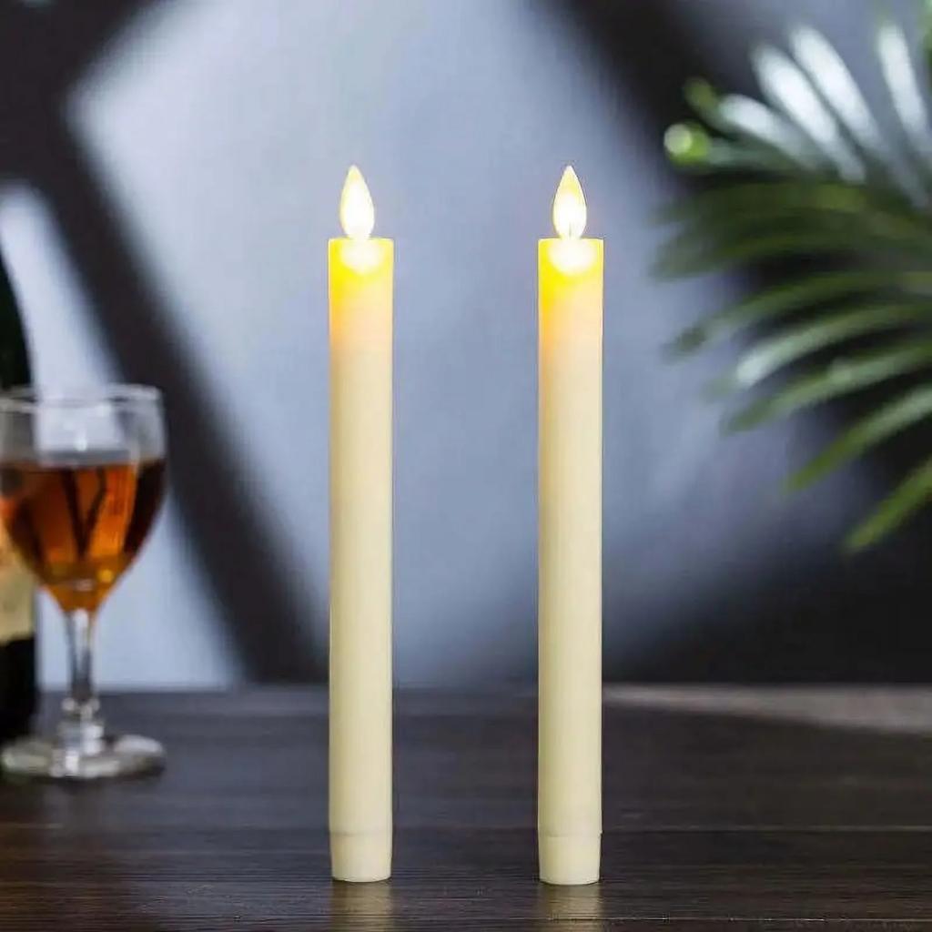 Moving Flame Taper Candles With Remote And Timer, Flameless LED Candlesticks Flickering With Moving Wick, Christmas Decorations