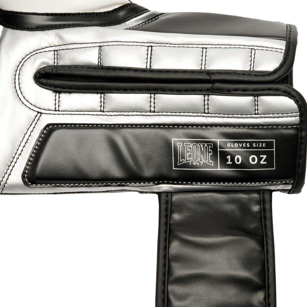 LEONE 1947 боксерские перчатки унисекс из коровьей кожи с полиуретановой накладкой на липучке черного цвета GN208 [ICONIC] 100% (10 унций) [Подлинный продукт]