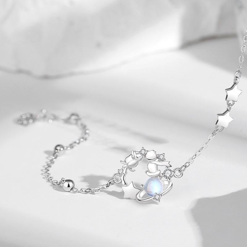 Браслет Little Prince Rose, женский оригинальный дизайн из чистого серебра, браслет Moonlight Stone Planet, корейское издание