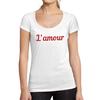 Tee-Shirt Femme Col Rond Decollete L Amour Imprime Des Lettres