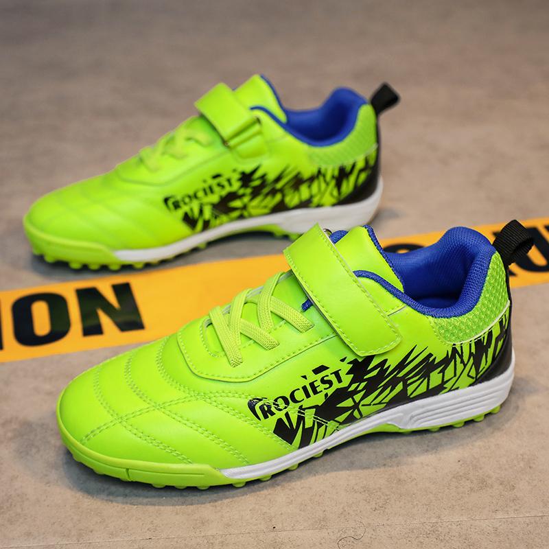 Детские футбольные бутсы 31-40 лет, молодежные футбольные бутсы с короткими шипами на липучке, тренировочные детские футбольные бутсы для мальчиков