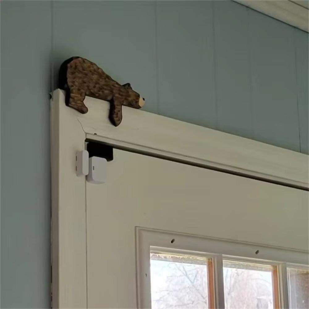 Fun Animal Bear Door Topper Wooden Art Wall Decor Cute Door Frame Sculpture