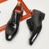 Men's British Style Shiny Patent Leather Carved Oxford Shoes for Business, Banquets, and Weddings.