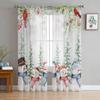 Christmas Snowman Sheer Curtains for Living Room Decoration Window Curtains Kitchen Tulle Voile Curtains