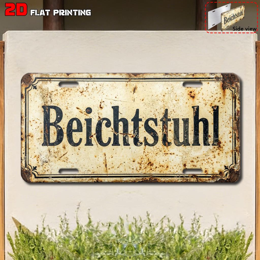 Vintage City German Portuguese Year Landscape Metal License Plate Sign Retro D Flat Printed Tin Plaque Wall Decor for Home Ba