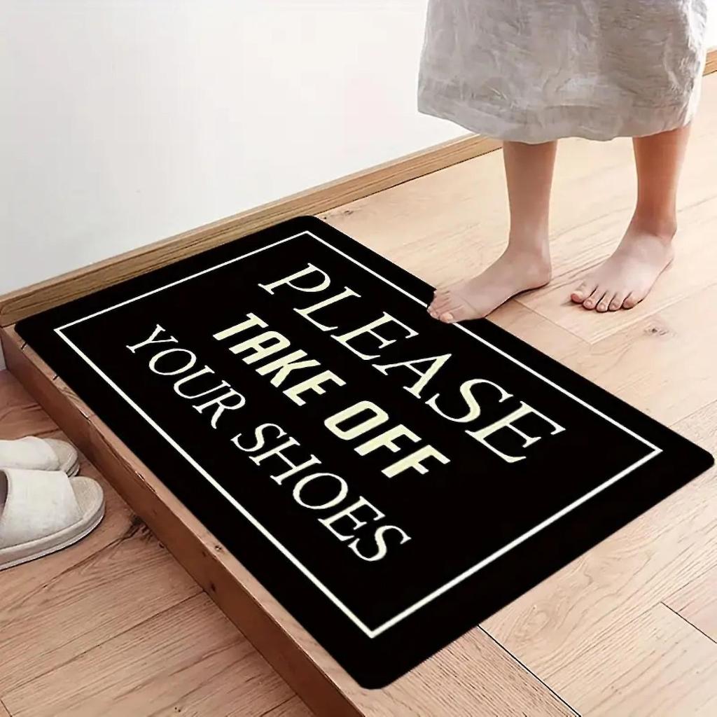 Entrance Door Carpet, Funny Sayings Understated Decorative Door Carpet, Please Take Your Shoes Off Non-slip Rug, Bathroom Floor Mat-hy