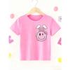 Front and back double prints, Easter, girls, rainbow and cartoon leopard print rabbit prints casual round neck versatile T-shirt