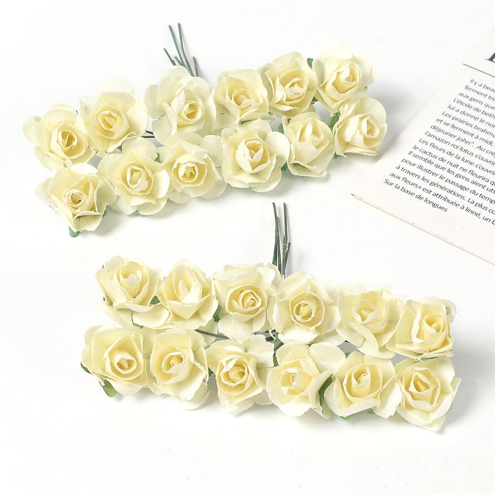 144 шт. Искусственные букеты роз Бумажные Поддельные цветы Домашний Декор для комнаты Свадебное украшение Рождество Navidad 2025 Новый год DIY Венок