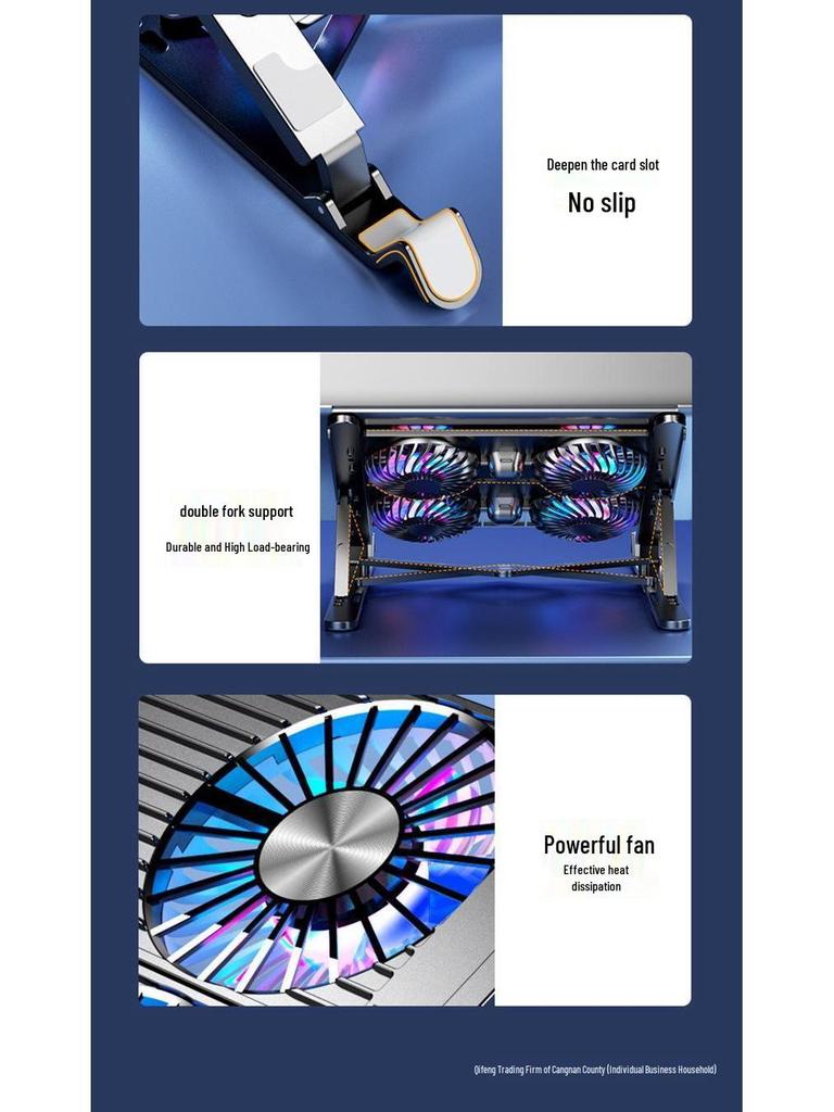 RGB Алюминиевая подставка-кулер для ноутбука: Бесшумный, Портативный и Складной