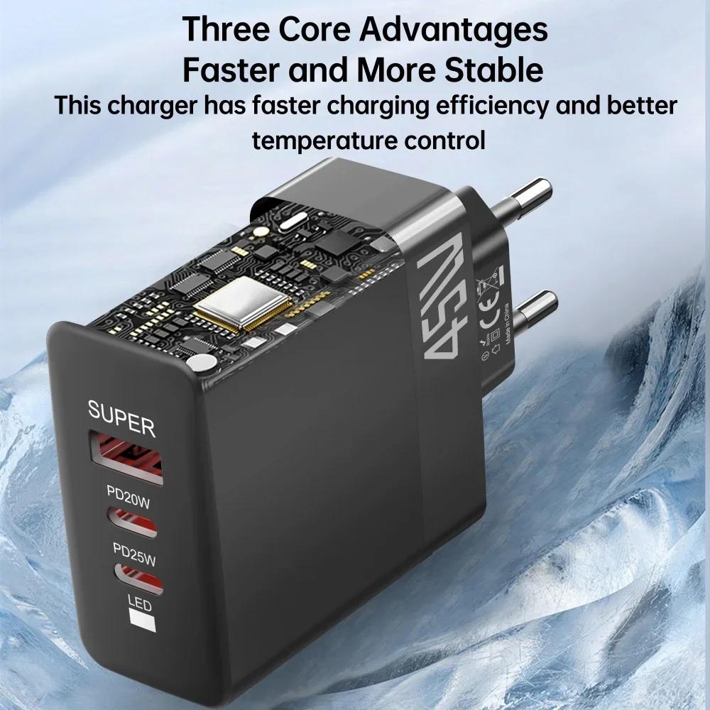 45 Вт 3 порта USB PD зарядное устройство быстрая зарядка QC3.0 EU/US/UK вилка настенное зарядное устройство адаптер для iPhone Xiaomi Samsung