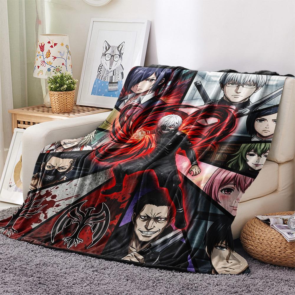 1PC Tokyo Ghoul Patterned Flannel Blanket Suitable For All Seasons For Home Decor Warmth And Comfort Gifts Holiday Present