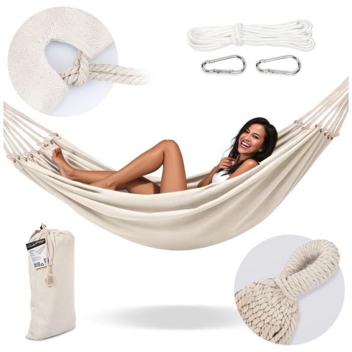 Hamak Ogrodowy Turystyczny Boho Dwuosobowy Torba 200x150cm 240kg Campela