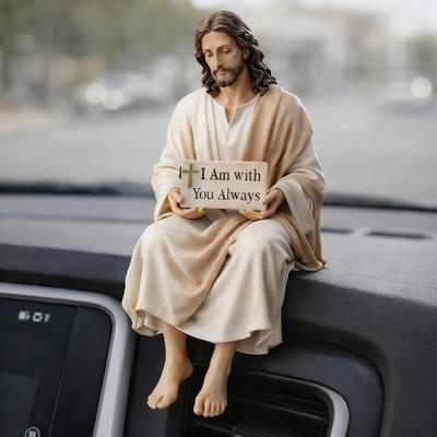 Безмятежный настольный спутник Ручная работа Уникальная сидячая статуэтка из смолы Для книжных полок и приборных панелей автомобилей Подарок на День святого Валентина Эмоциональный комфорт