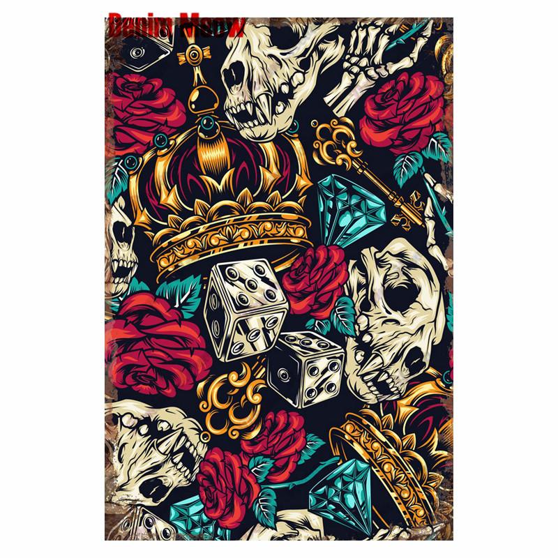 Студия винтажной татуировки, металлическая жестяная вывеска, красивая девушка, металлическая табличка, татуировка красивая девушка, ретро-декор стен, декор комнаты, WY36