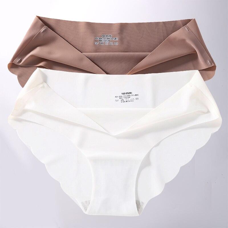 2Pcs/Set Seamless Silk Women's Panties Briefs Women Underwear Female Underpants Comfortable Silk Panty Sexy Woman Lingerie M-XL
