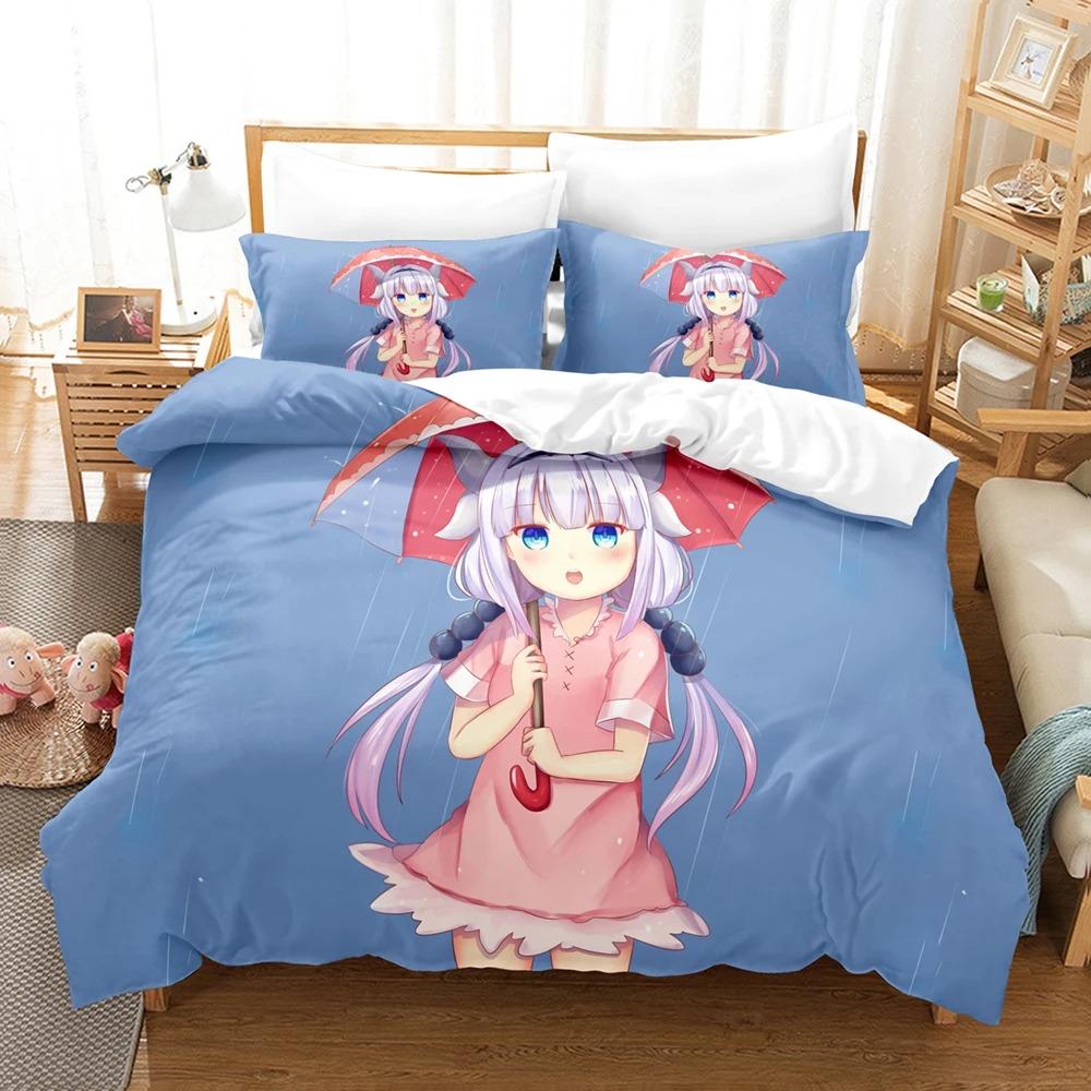 Anime The maid dragon of Kobayashi-san Bedding Set Boys Girls Twin Queen Size Duvet Cover Pillowcase Bed Kids Adult Home Textile
