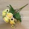 Шелковый пион Искусственный цветок 5 роз 4 ромашки Свадебный имитационный букет Свадебный стол