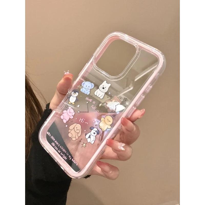 Креативные часы-животное для Apple iPhone17promax с цветной кромкой 16 чехол для мобильного телефона 14 милые 13 наборы 15