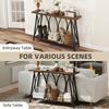 Narrow Console Table, Industrial 2-Tier Sofa Table with Metal Frame for Entryway, Living Room, 120x30x80cm, Rustic Brown