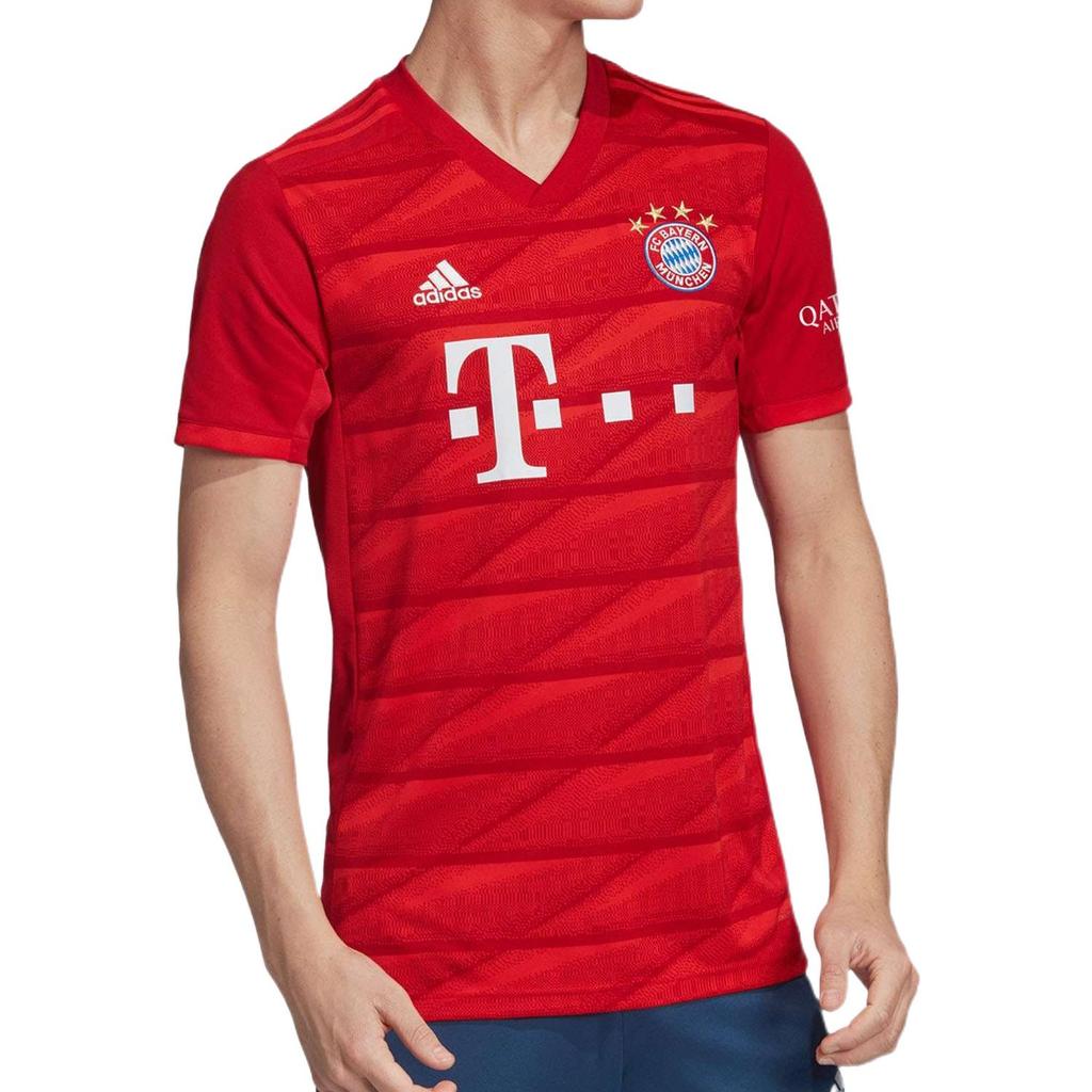 adidas ФК Бавария Мюнхен Сезон 2019-2020 Домашняя футболка Фан-версия С эмблемой команды и текстовым логотипом Короткий рукав Футбольные топы Мужские Красный DW7410