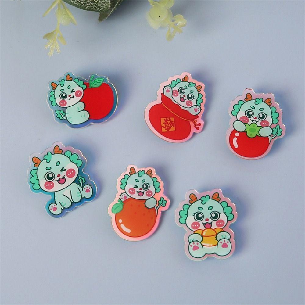 Flying Dragon Cartoon Dragon Brooch Lapel Pin Year Badge Pins Laser Acrylic Brooch  School Bag