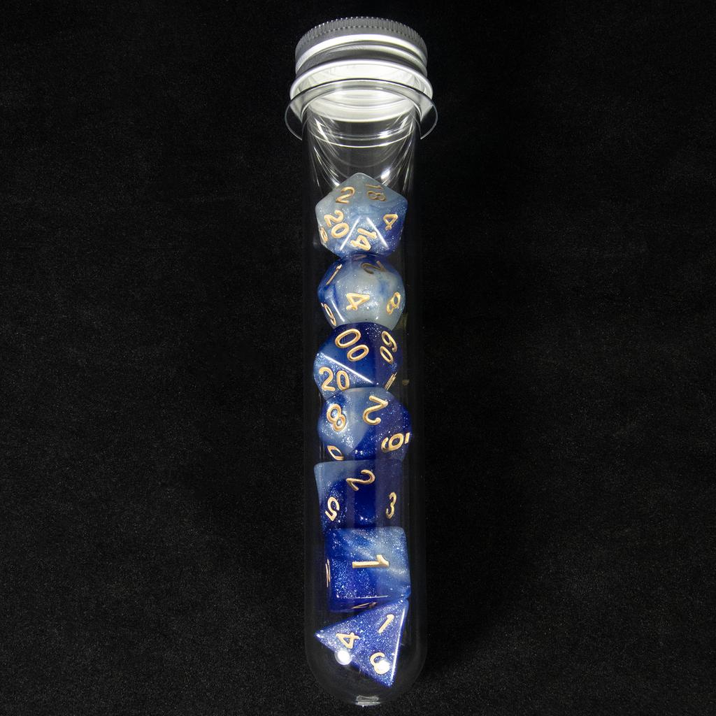 Cosmic Dice 7pcs DND Polyhedral Dice with Tube for Board Games /Teaching Math Party Accessories Multi Sided Dices Set