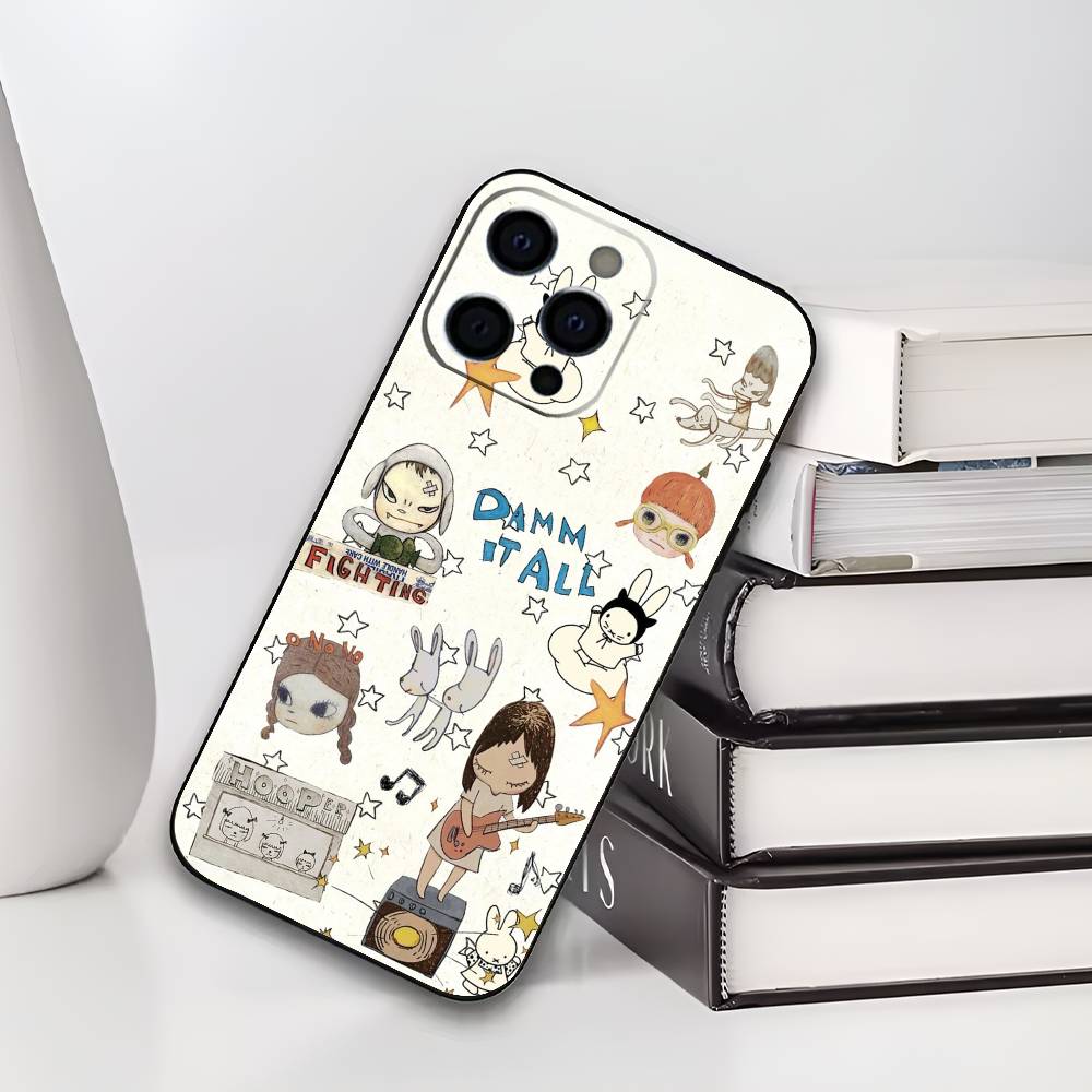 Японское искусство Y-Yoshitomo N-Nara Чехол для телефона Для iPhone 17,16,15,14,13,12,11 Plus,Pro Max,XS,Мягкий черный чехол