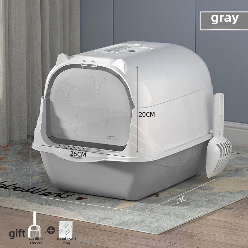 Большой двухцелевой закрытый кошачий туалет с защитой от брызг