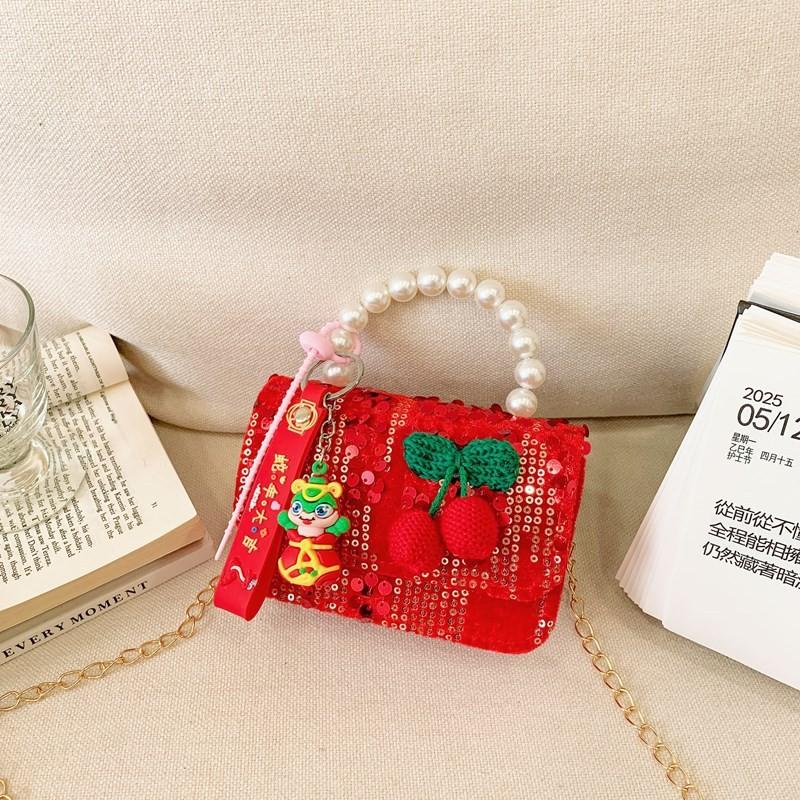Милая детская новогодняя сумка Стильная жемчужная модная сумка-кроссбоди на цепочке для девочек-малышек