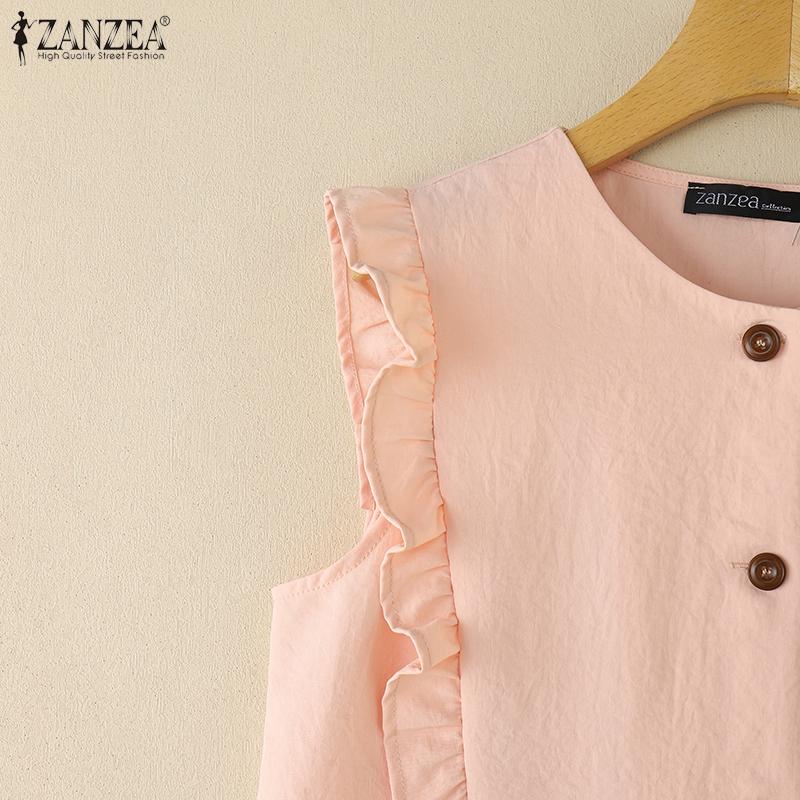 ZANZEA Женские повседневные летние майки без рукавов с круглым вырезом