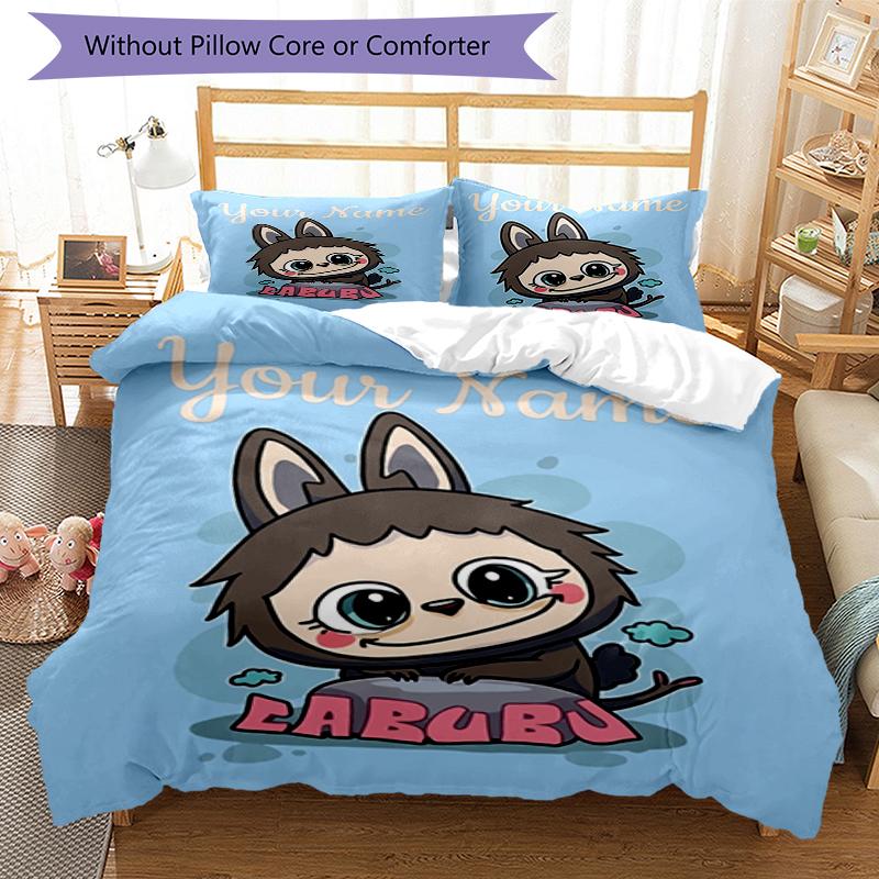 Eco-Friendly Bunny Custom Name Text Print 1Pc Bedding Set Duvet Cover With Two Pillowcases Soft Bed Linen For Household Bedroom