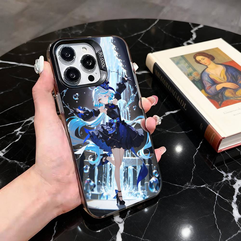 G-Genshin милая F-Furina I-Impact-fgi Чехол для телефона для iPhone 17,16,15,14,13,12,11 Plus,Pro Max,XS, Цветной Серебристый Черный Чехол