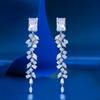 Needle Long Tassel Zircon Leaf Square Round Face Earrings Wheat Ears Full Of Diamonds Light Luxury Earrings Earrings