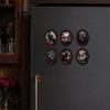 Halloween Skeleton Kitchen Accessories Gothic Refrigerator Magnet, Retro Oval Photo Frame Fridge Magnets, Distressed Decorative Metal Cabinet Magnets
