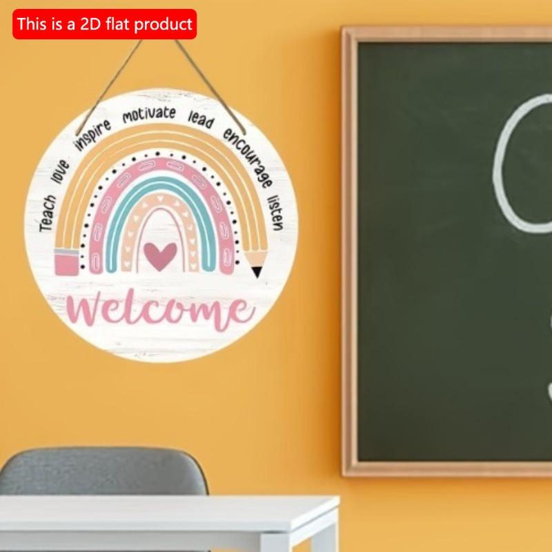 2D Плоский 20*20см, Украшение для класса, Круглый деревянный декоративный, Креативные декоративные таблички для классов, для дома, сада, Декор для класса.