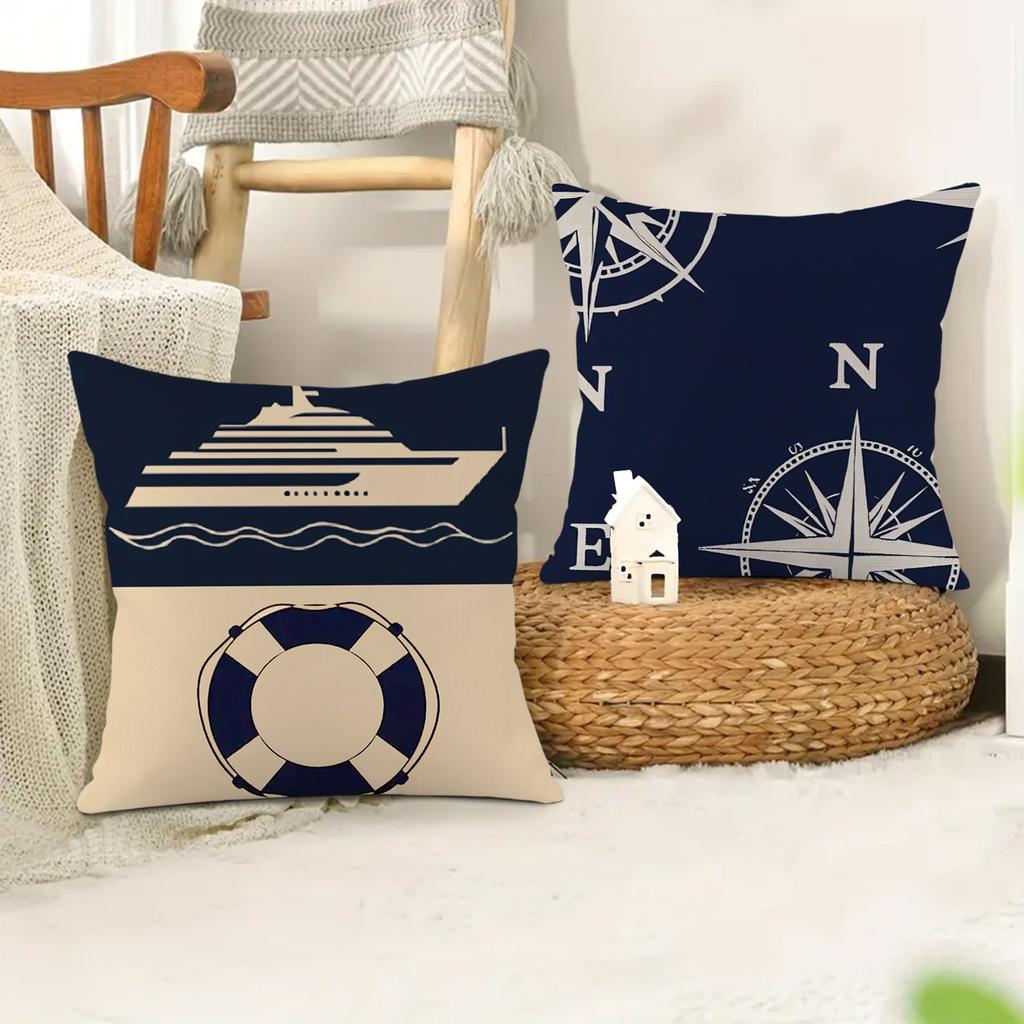 Vintage Nautical Compass Pillowcasesuitable For Sofa Car Bedroom Decorative Cushion Cover Pillow Cover