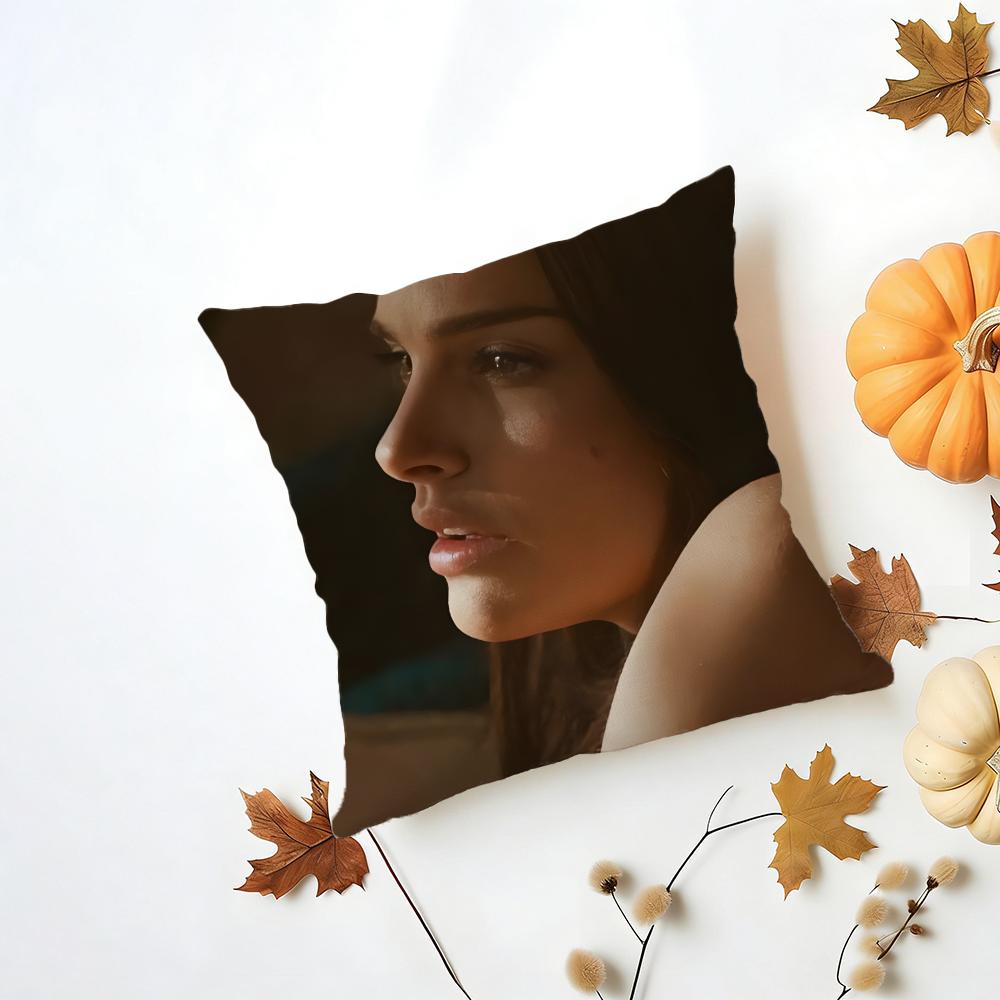 NNatalie Portman Cushion Cover Washable Linen Pillowcase Soft  for Daily Sofa Bed Home Room Decor