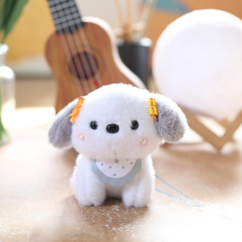 Dog Plush Scarf Toy Keychain Backpack Charm Stuffed With Pp Cotton Gift For Kids