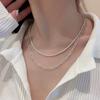 Silver Necklace for Women Simple Double Layer Chain Fashion Accessories Jewelry