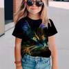 Summer Round Neck 3D Animal Pattern Printed Top Fashionable Casual Short Sleeved Children's Girl T-shirts