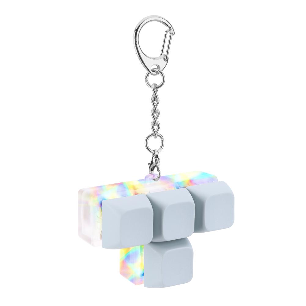 4 Buttons Keyboard Fidget Keychain with LED Light Keyboard Clicker Glowing Mechanical Keyboard Fidget Keyring Stress Relief Toys