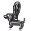 Silver charm black DACHSHUND pendant beads silver 925