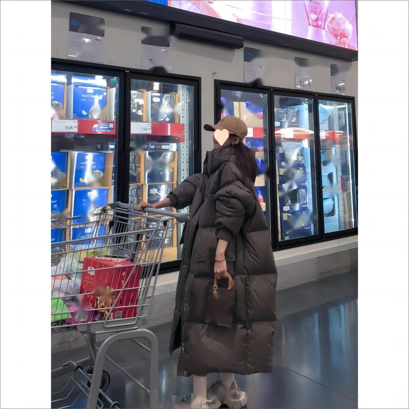 Женский осенне-зимний высококачественный пуховик, длинное свободное плотное пальто выше колена на белом утином пуху